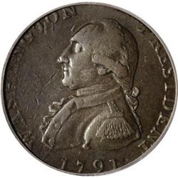 1791 1/2P Washington Liverpool Halfpenny, Copper