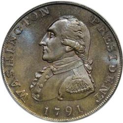 1791 1C Washington Large Eagle Cent MS66 Brown