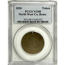 1820 TOKEN North West Brass VG8 PCGS