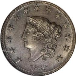 1830 1C Large Letters MS64 Brown NGC