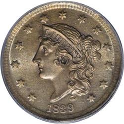 1839 1C Silly Head MS65 Brown PCGS
