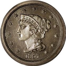 1857 1C PR64 Brown PCGS