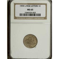 1858 1C Small Letters MS64 PCGS