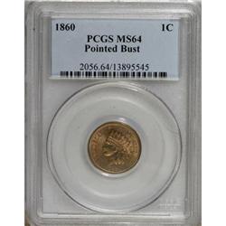 1860 1C Pointed Bust MS64 PCGS