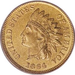 1864 1C L On Ribbon MS65 Red ICG