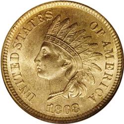 1868 1C MS65 Red NGC