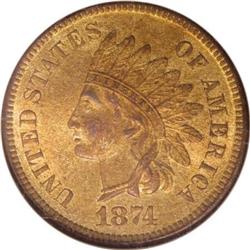 1874 1C MS65 Red NGC