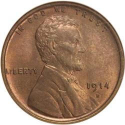 1914-D 1C MS65 Red and Brown NGC