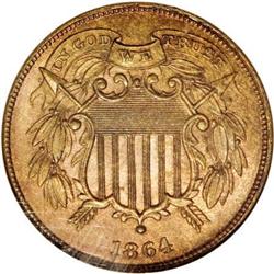 1864 2C Small Motto MS64 Red and Brown NGC