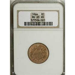 1864 2C Large Motto MS65 Red NGC