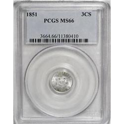 1851 3CS MS66 PCGS
