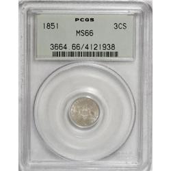 1851 3CS MS66 PCGS
