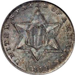 1858 3CS MS65 NGC