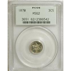 1870 3CS MS62 PCGS. This untoned and crisply struck re