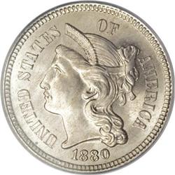 1880 3CN MS67 PCGS