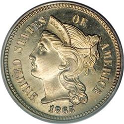 1865 3CN PR65 Cameo PCGS