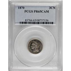1870 3CN PR65 Cameo PCGS