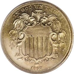 1867 5C No Rays PR65 PCGS