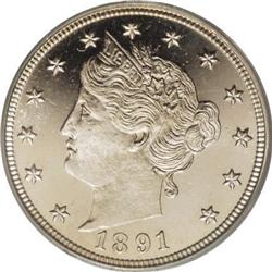 1891 5C PR65 Deep Cameo PCGS. A blush of rose is prese