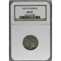 1937-D 5C Three-Legged AU53 NGC