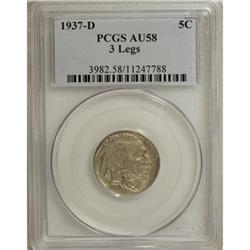 1937-D 5C Three-Legged AU58 PCGS