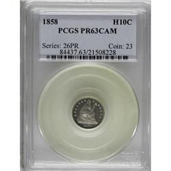 1858 H10C PR63 Cameo PCGS