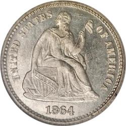 1864 H10C PR66 Cameo NGC