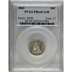 1863 10C PR64 Cameo PCGS