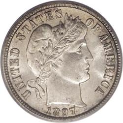 1897-O 10C MS64 PCGS. One of the key-date Barber dimes