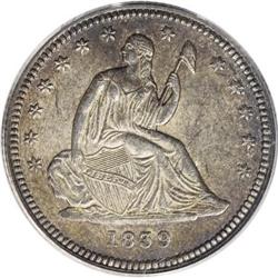 1839 25C No Drapery MS62 PCGS