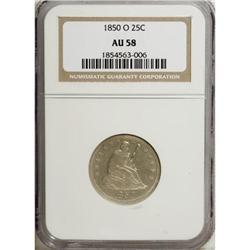 1850-O 25C AU58 NGC