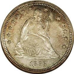 1866 25C Motto MS65 NGC