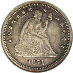 1871-S 25C AU55 ANACS.
