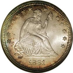 1881 25C MS67 NGC