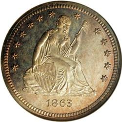 1863 25C PR65 Cameo NGC