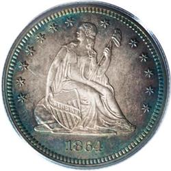 1864 25C PR64 PCGS