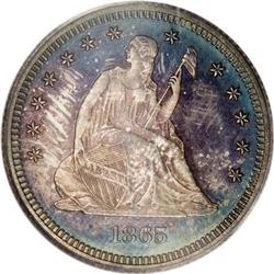 1865 25C PR64 Cameo PCGS