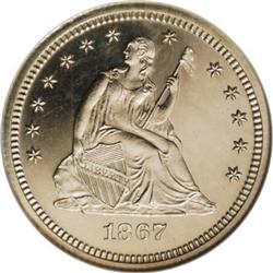 1867 25C PR66 Cameo NGC