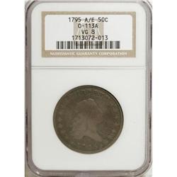 1795 50C 2 Leaves VG8 NGC