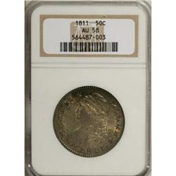 1811 50C Large 8 AU58 NGC