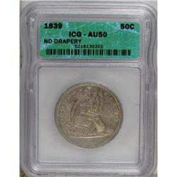1839 50C No Drapery AU50 ICG