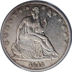 1842-O 50C Small Date, Small Letters AU50 ANACS