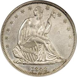 1842-O 50C Small Date, Small Letters AU55 ANACS