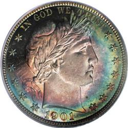 1901 50C PR67 Cameo PCGS. This piece is among the fine