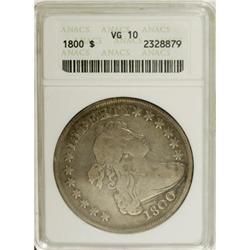 1800 S$1 VG10 ANACS. B-12, BB-184, R.3. The R in LIBER