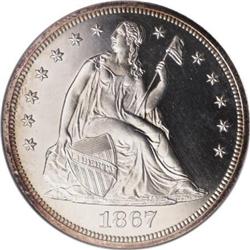 1867 $1 PR64 Cameo NGC