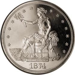 1874 T$1 PR63 Cameo NGC