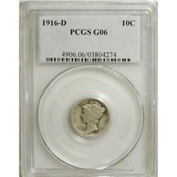 1916-D 10C Good 6 PCGS. Smooth and honestly worn, but