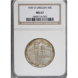 1939 50C Oregon MS67 NGC