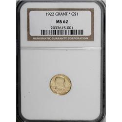 1922 G$1 Grant with Star MS62 NGC